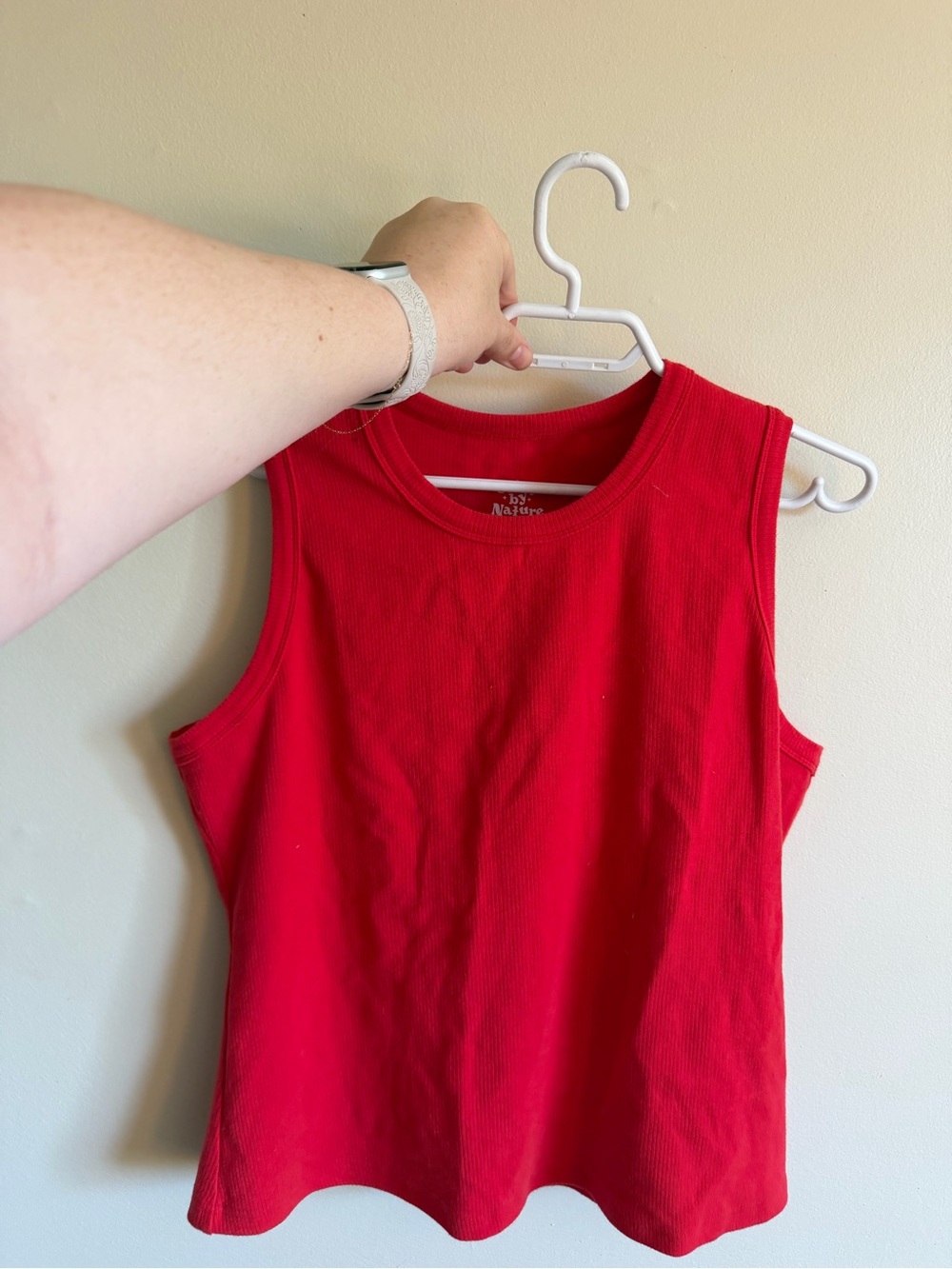 Classic Red Ribbed Sleeveless Tank